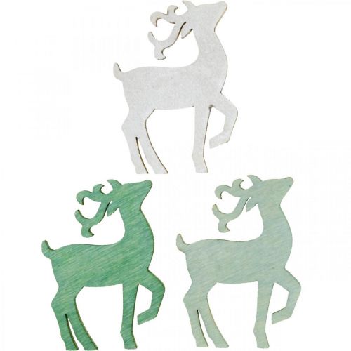 Artikel Strooidecoratie kersthout hert groen 4×3cm 72 st