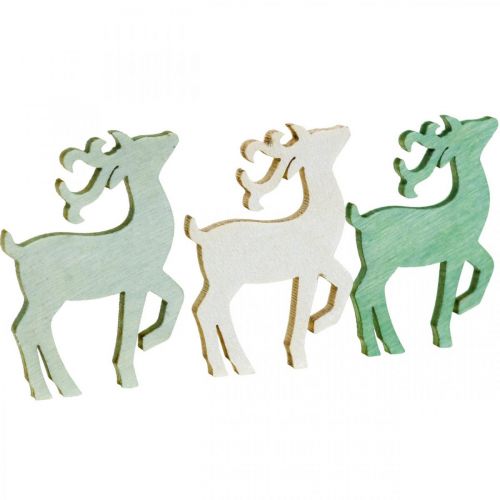 Artikel Strooidecoratie kersthout hert groen 4×3cm 72 st