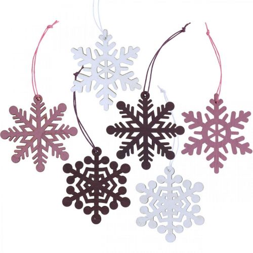 Floristik24 Kerstboomdecoratie sneeuwvlok hanger hout 8cm 36 st