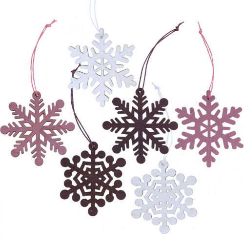 Floristik24 Kerstboomversiering sneeuwvlok hanger hout 8cm 36st