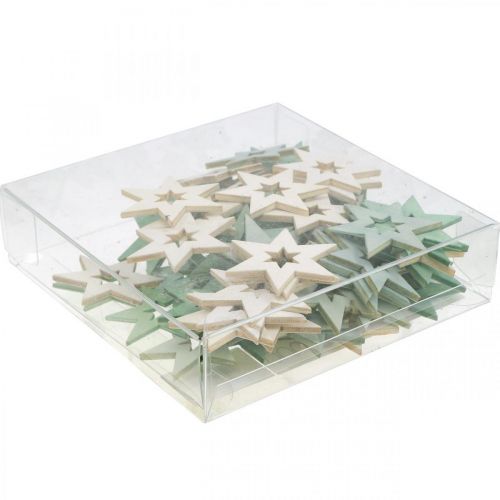 Artikel Houten Sterren Decoratie Strooidecoratie Kerst Groen H4cm 72 st
