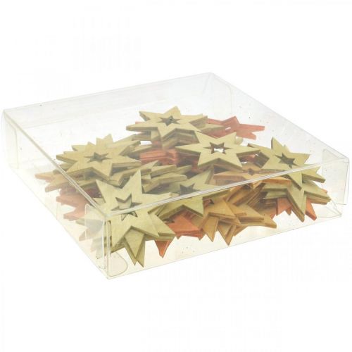 Floristik24 Houten sterrendecoratie Strooidecoratie Kerstmis Oranje H4cm 72 st