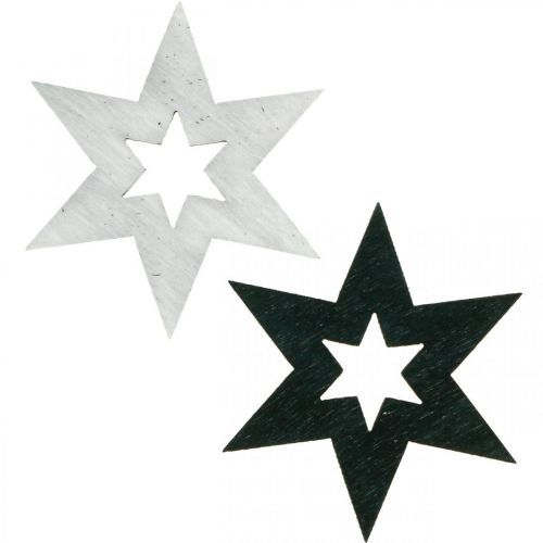 Artikel Houten sterrendecoratie Strooidecoratie Kerstmis Zwart H4cm 72 st