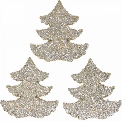 Artikel Strooidecoratie Kerstspar goud glitter 4cm 72st