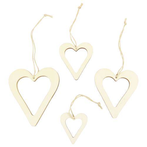Floristik24 Houten harten decoratieve hanger houten decoratieve hart naturel 6/8/10/12cm 16 st