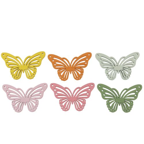 Artikel Shaker houten vlinder kleurrijke strooidecoratie 4,5×3cm 48st