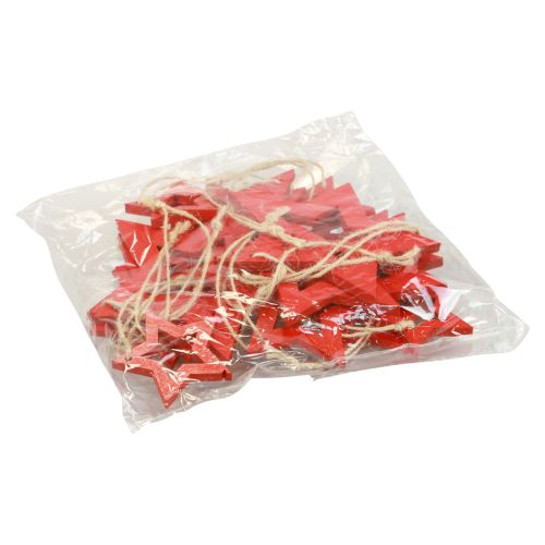 Artikel Houten sterren decoratie decoratiehanger houten ster rood 6/8/10/12cm 16 st