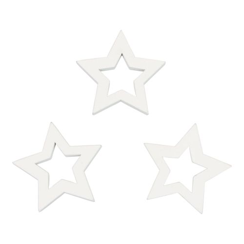 Floristik24 Strooidecoratie kerststerren witte houten sterren Ø4cm 54st