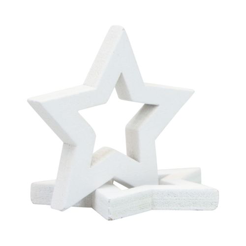 Floristik24 Strooidecoratie kerststerren witte houten sterren Ø4cm 54st