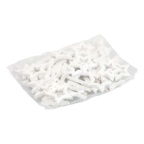 Floristik24 Strooidecoratie kerststerren witte houten sterren Ø4cm 54st