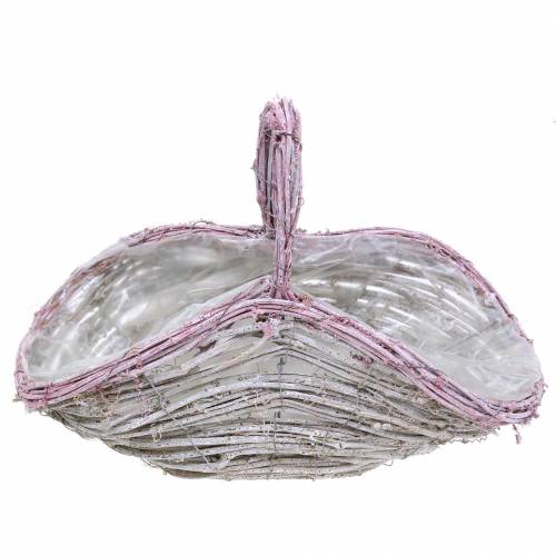 Floristik24 Bloemenmand met handvat wit-oudroze 35cm × 17cm H25cm
