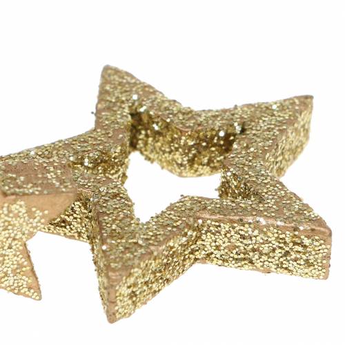 Floristik24 Strooidecoratie sterren goud glitter 48 st