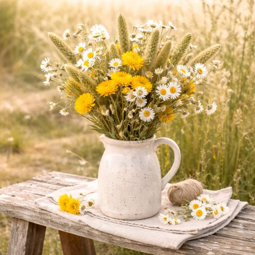 Artikel Gedroogde gele strobloem (Helichrysum), bosje gedroogde bloemen, 100 g