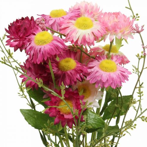 Artikel Rhodanthe roze-roze, zijden bloemen, kunstplant, bos strobloemen L46cm