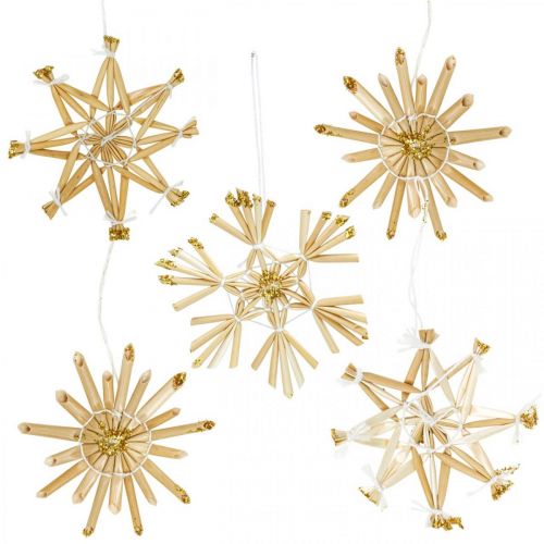 Artikel Straw Stars Glitter Goud Set Kerstdecoraties Ø6cm 24st