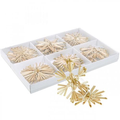 Artikel Strosterren glitter goud set kerstversiering Ø8cm 24 st