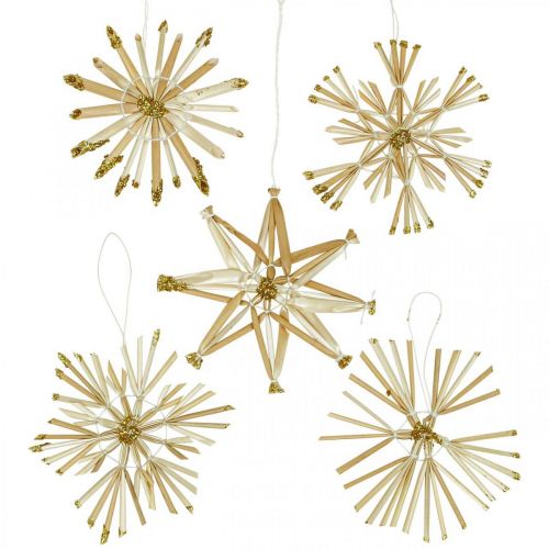 Floristik24 Strosterren glitter goud set kerstversiering Ø8cm 24 st