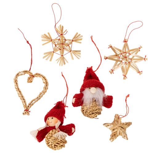 Set van rietjesversieringen voor de kerstboom, figuurtjes en sterren van 6 cm, 30 stuks. kopen | Floristik24.nl