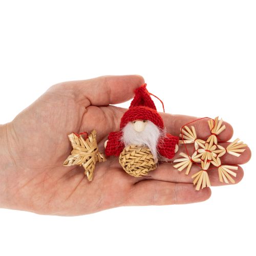 Set van rietjesversieringen voor de kerstboom, figuurtjes en sterren van 6 cm, 30 stuks. | Floristik24.nl