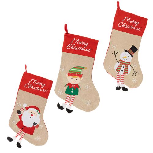 Kerstsok met ophangmotief, 50 cm, 3 stuks