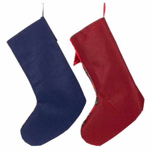 Geruite kerstlaars met strik