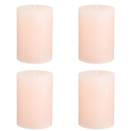 Artikel Stumpen roze kaarsen lichtroze effen 70×100mm 4 st