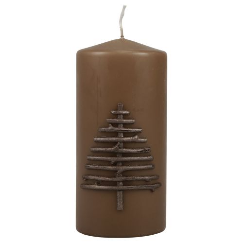Kerstkaars kaars Kerstmis bruin 150/70mm 1 st