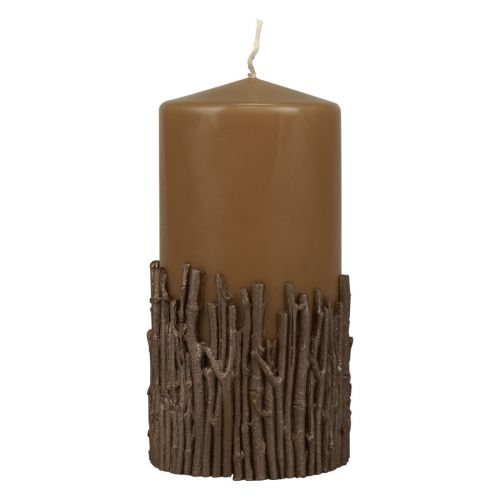 Artikel Stoerkaars decorkaars takken bruin karamel 150/70mm 1 stuk