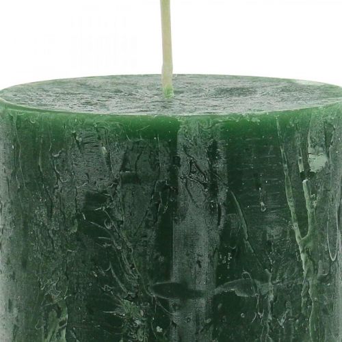 Artikel Effen kaarsen groen Rustiek Veilig Kaars 80×110mm 4 st