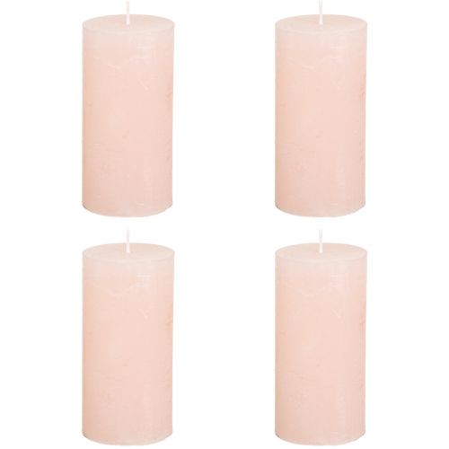Artikel Stoerkaarsen effen lichtroze kaarsen roze 50×100mm 4 st