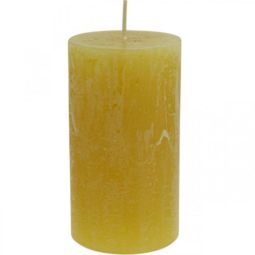 Artikel Zuilkaarsen Rustiek gekleurde kaarsen geel 60/110mm 4st