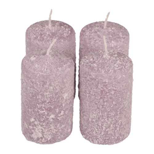 Stoerkaarsen winter kerstkaarsen paars 60×100mm 4 st