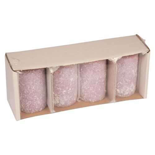 Floristik24 Stoerkaarsen winter kerstkaarsen paars 60×100mm 4 st