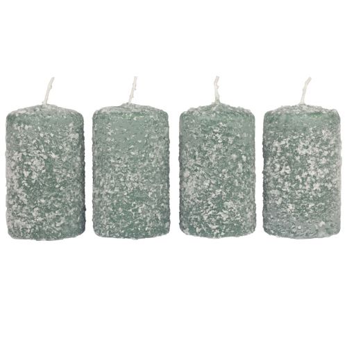 Floristik24 Stoerkaarsen winter kerstkaarsen groen 60×100mm 4st