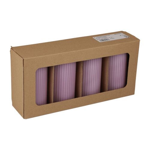 Artikel Stompkaarsen lila groefkaarsen decoratie 70/130mm 4st