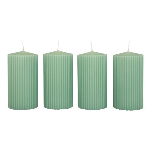 Artikel Stompkaarsen groene smaragd gegroefde kaarsen 70/130mm 4st