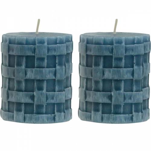 Floristik24 Stompkaarsen Rustiek Blauw 80/65 Kaarsen rustiek 2 st