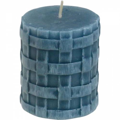 Floristik24 Stompkaarsen Rustiek Blauw 80/65 Kaarsen rustiek 2 st