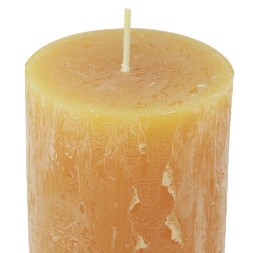 Artikel Stompkaarsen Rustieke effen adventskaarsen geel 70/110mm 4 st