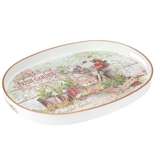 Floristik24 Ovaal dienblad met handvat Fresh Garden Vintage 39x27x3,5cm