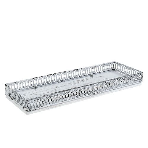 Floristik24 Dienblad hoekig 36cm x 13cm H 4cm wit 1stuk