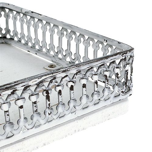 Floristik24 Dienblad hoekig 36cm x 13cm H 4cm wit 1stuk