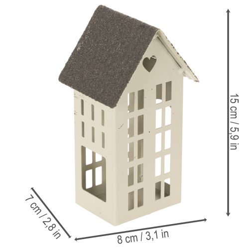 Vuurtorenset van metaal, drie huisjes op een dienblad, 35 cm, 1 set | Floristik24.nl