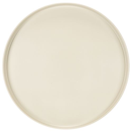 Ronde decoratieve schaal in crèmekleur, 30 cm, op een standaard voor tafeldecoratie. | Floristik24.nl