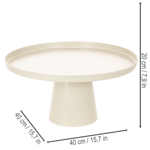 Decoratief rond beige bord met een voet van 40 cm hoog. | Floristik24.nl