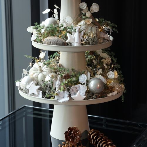 Decoratief rond beige bord met een voet van 40 cm hoog. | Floristik24.nl