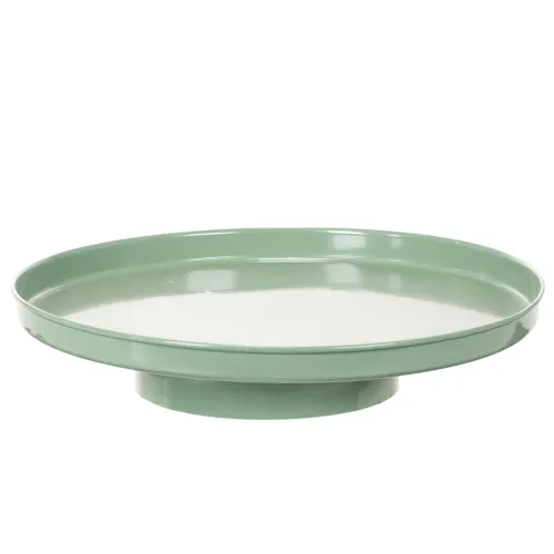 Ronde groene decoratieve schaal op een standaard voor tafeldecoratie, 30 cm kopen | Floristik24.nl