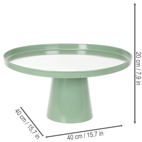 Groene ronde metalen siertafel, 40 cm diameter, met hoge rand. | Floristik24.nl