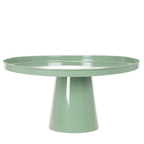 Groene ronde metalen siertafel, 40 cm diameter, met hoge rand. | Floristik24.nl