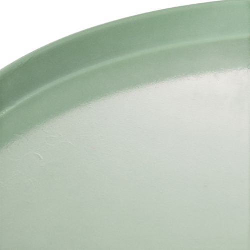 Groene ronde metalen siertafel, 40 cm diameter, met hoge rand. | Floristik24.nl